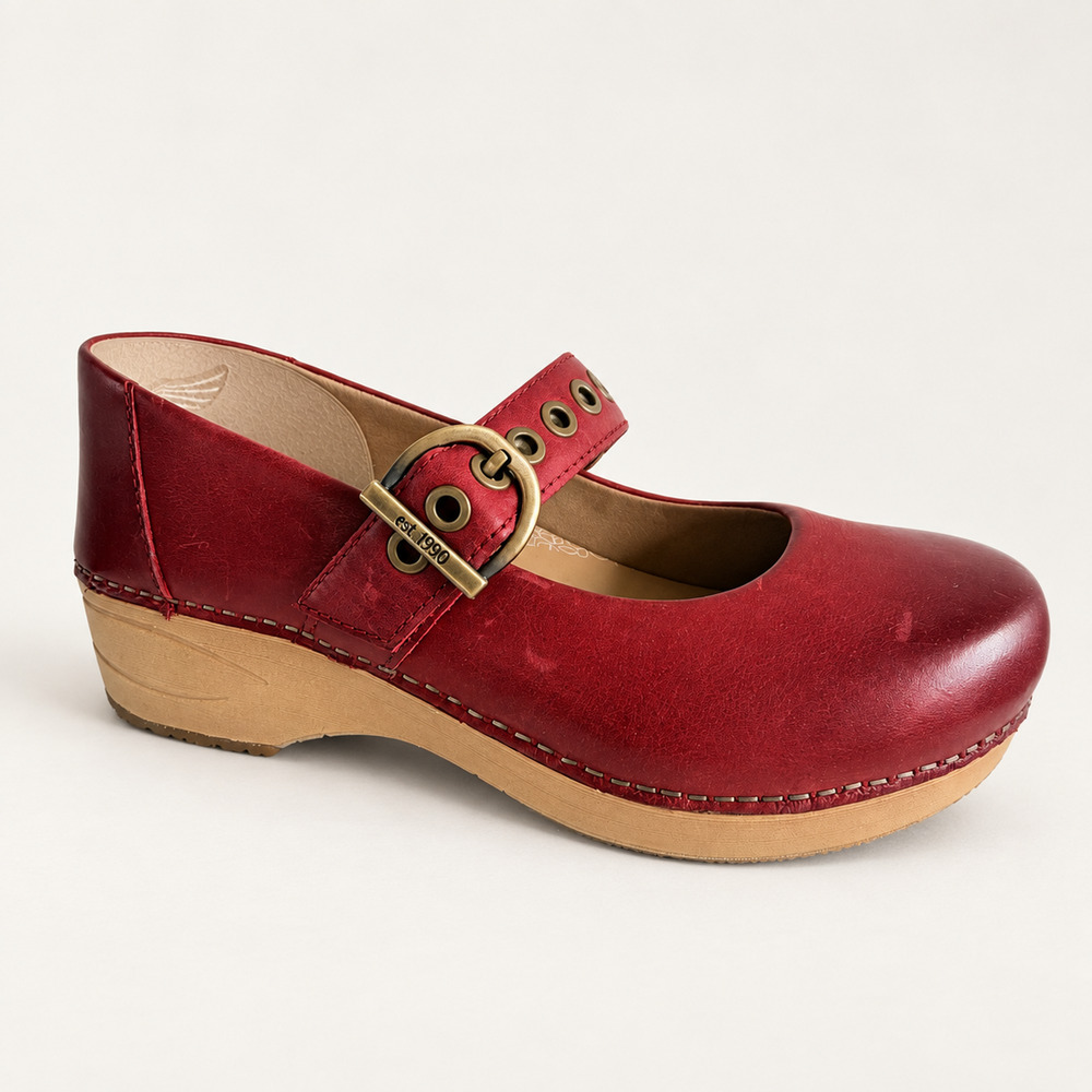 Dansko XP 2.0 Red Leather Mary Jane Clogs EU 40 US 9.5 10 NWOB